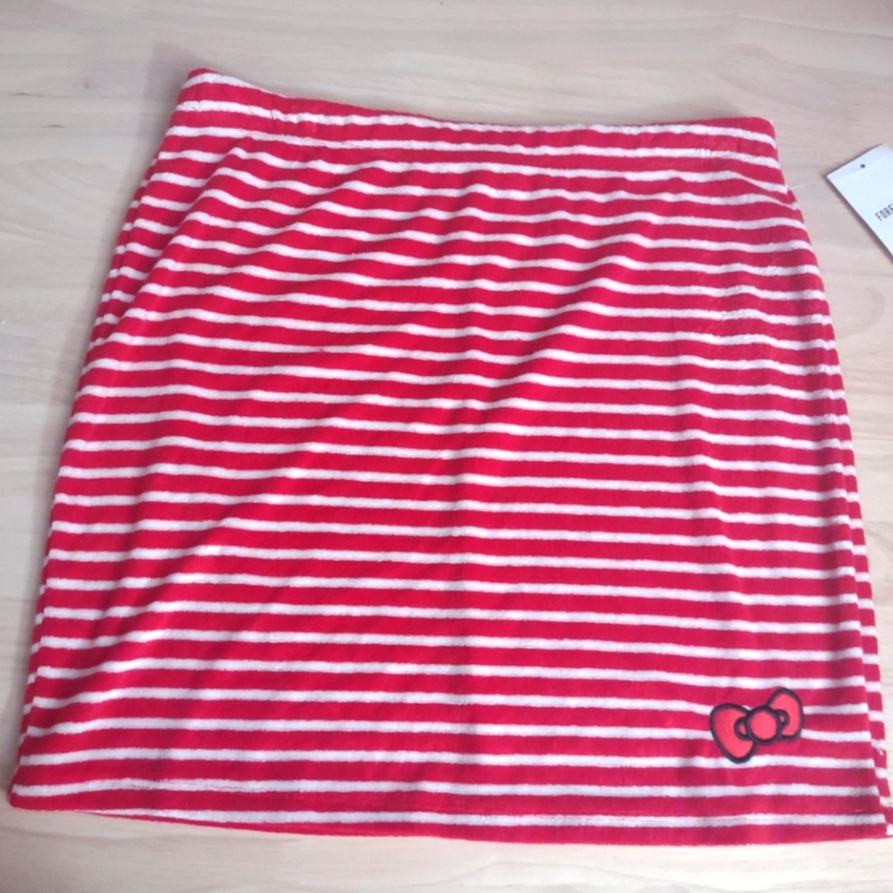 Hello Kitty Limited Edition F21 Red Striped Terry Cloth Mini Skirt